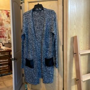 Charlie Paige black and whites sweater cardigan size petite small/medium